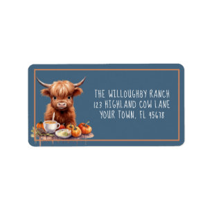 Rustic Highland Cow Friendsgiving Return Label