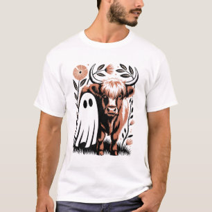 Rustic Highland Cow Ghost Halloween T-Shirt