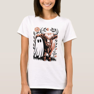 Rustic Highland Cow Ghost Halloween T-Shirt