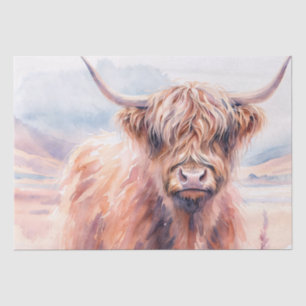 Rustic Highland Cow – Watercolor Landscape Tissue Paper