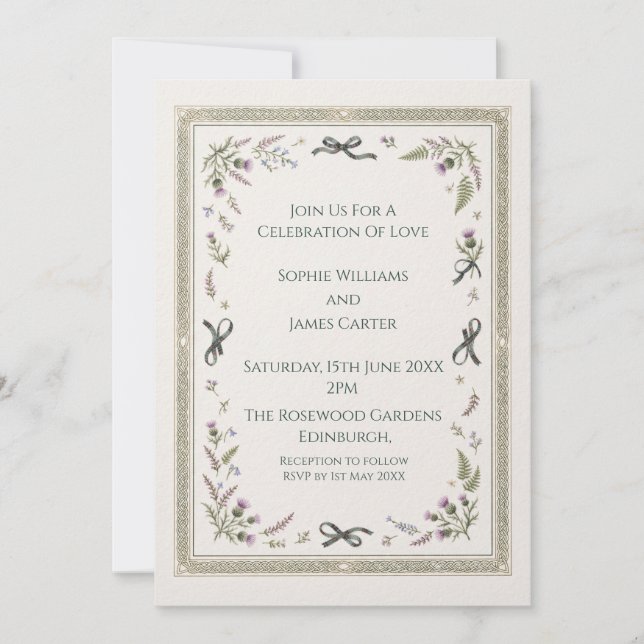 Rustic Highland Herb Wedding Invitation (Front)