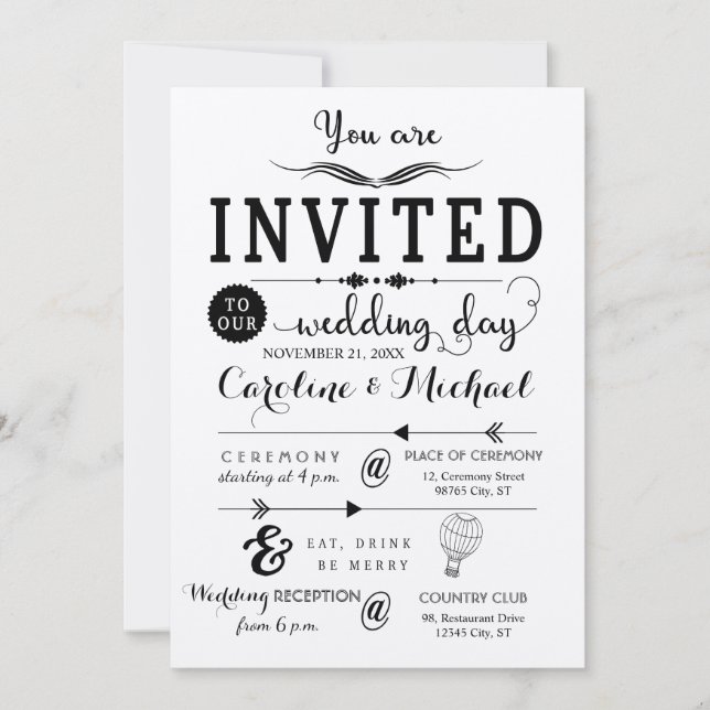 Rustic Hipster Wedding Invitation card (Front)