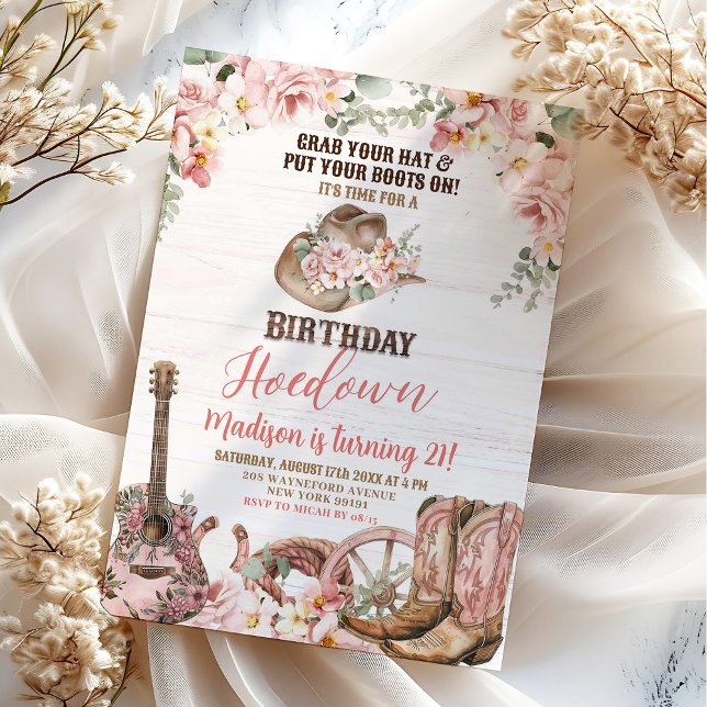 Rustic Hoedown Cowgirl Birthday Party Invitation (Creator Uploaded)