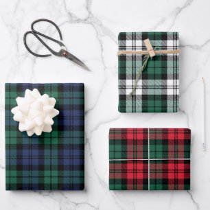 Rustic Holiday Black Watch Plaid Christmas Wrapping Paper Sheet
