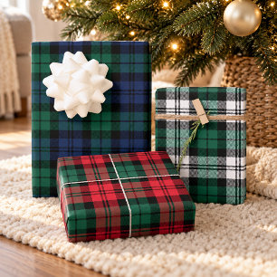 Rustic Holiday Black Watch Plaid Christmas Wrapping Paper Sheet