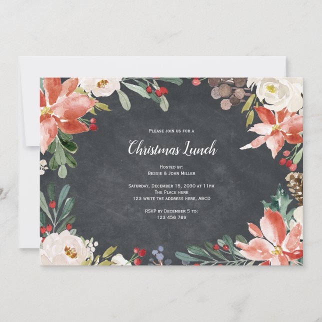 Rustic Holiday, Christmas Lunch or Dinner Party Invitation (Front)