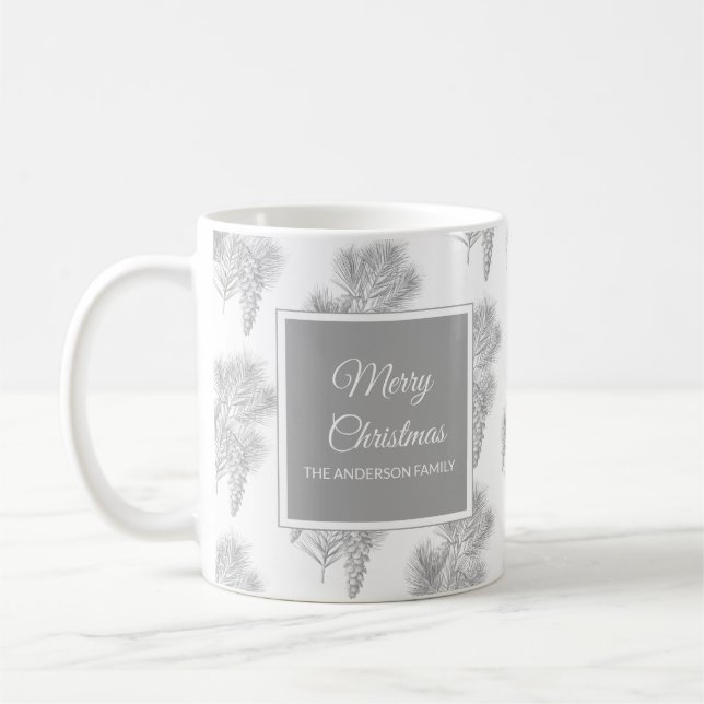 Rustic holiday christmas pinecones stylish chic coffee mug (Left)