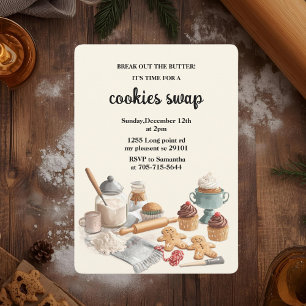 Rustic Holiday Cookie Swap Cozy Christmas Invitation