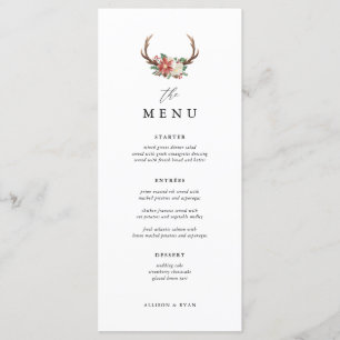 Rustic Holiday Dinner Winter Wedding Table Menu
