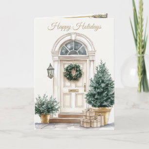 Rustic Holiday Doorway – Parchment Christmas Card 