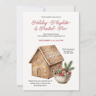 Rustic Holiday Gingerbread Decorating Playdate Invitation