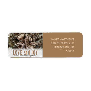 Rustic Holiday Love and Joy Pine Cone