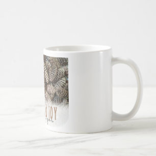 Rustic Holiday Love and Joy Pine Cone Coffee Mug