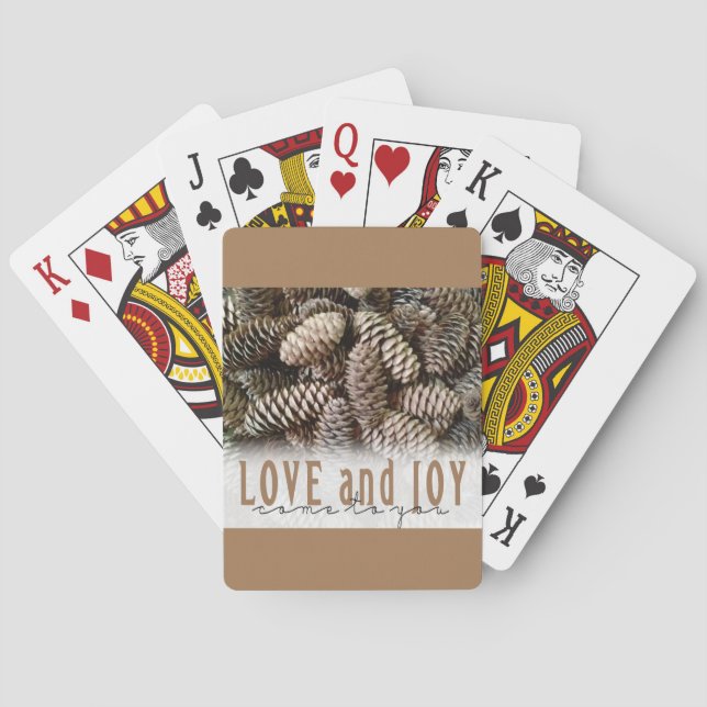 Rustic Holiday Love and Joy Pine Cone Playing Cards (Back)