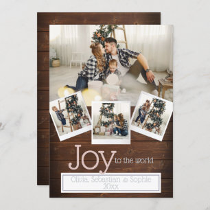Rustic Holiday Modern 4 Photo Frame Invitation