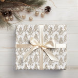 Rustic Holiday Pine Tree Pattern White Gold Wrapping Paper Sheet<br><div class="desc">This design features a rustic pattern of gold coloured evergreen trees on a white background. Ideal for the Christmas and holiday season!</div>