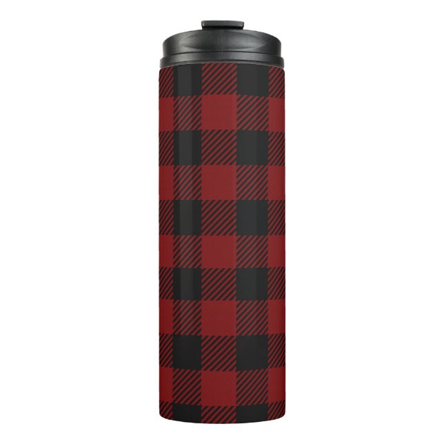Rustic Holiday Red Buffalo Plaid Lumberjack Thermal Tumbler (Front)