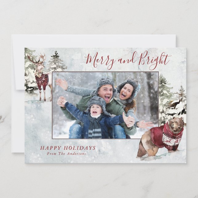 Rustic Holiday Snow Scene with Your Photo (Front)