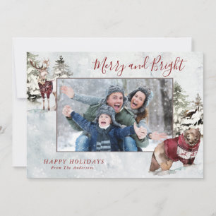Rustic Holiday Snow Scene with Your Photo Card