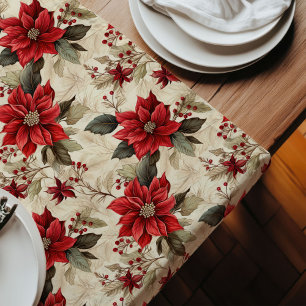 Rustic Holiday Table Runner Watercolor Floral Art