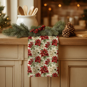 Rustic Holiday Towel Watercolor Christmas Flowers