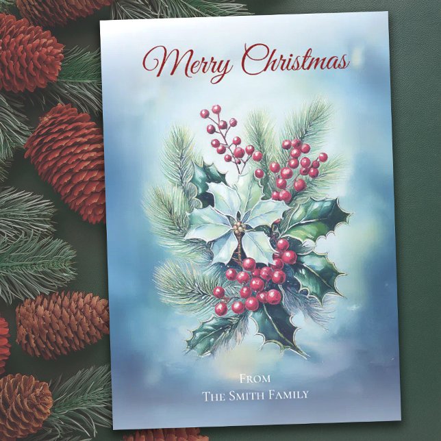 Rustic Holly and Berries Christmas Card (Creator Uploaded)