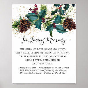 Rustic Holly and Berries Wedding Memorial Sign