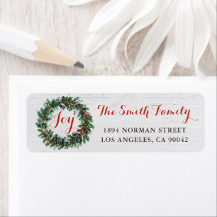 Rustic Holly Berries Christmas Wreath Address