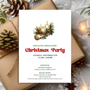 Rustic Holly Berry Candles Christmas Invite Custom