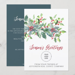 Rustic Holly Elegant Christmas Holidays Holiday Card