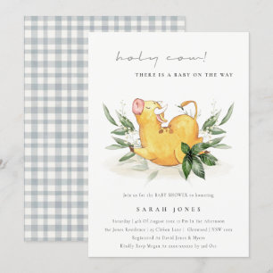 Rustic Holy Cow Farm Foliage Baby Shower Invite