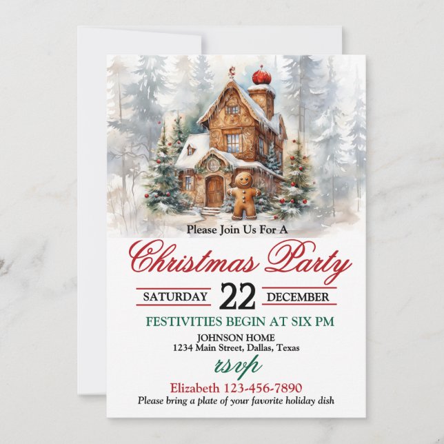 Rustic Home Christmas Party Invitation (Front)