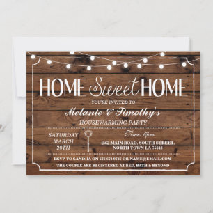 Rustic Home Sweet Home Housewarming Lights Invite