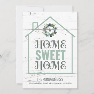 Rustic Home Sweet Home Laurel Wreath Moving Announcement