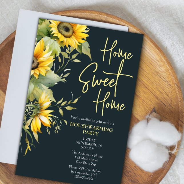Rustic Home Sweet Home Sunflower Housewarming Invitation (Creator Uploaded)