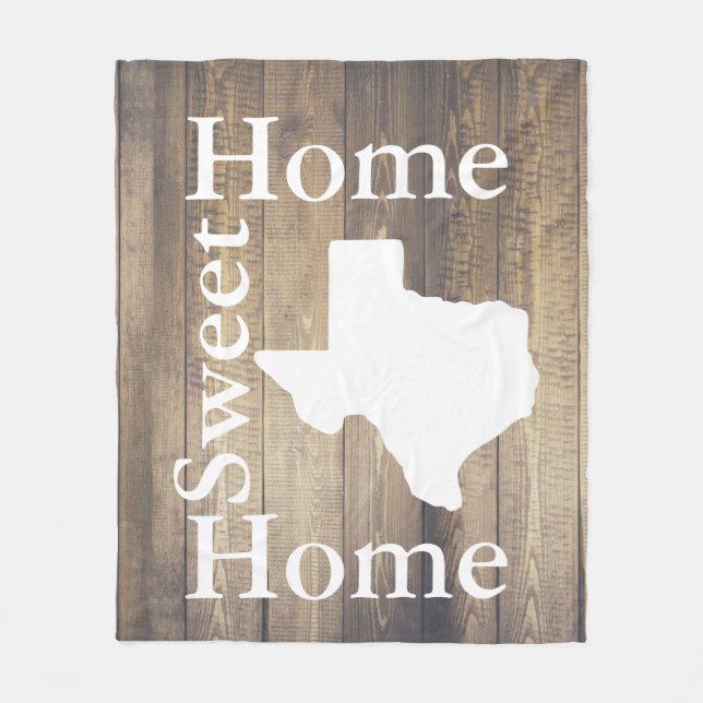 Rustic Home Sweet Home Texas Wooden Planks Fleece Blanket (Front)