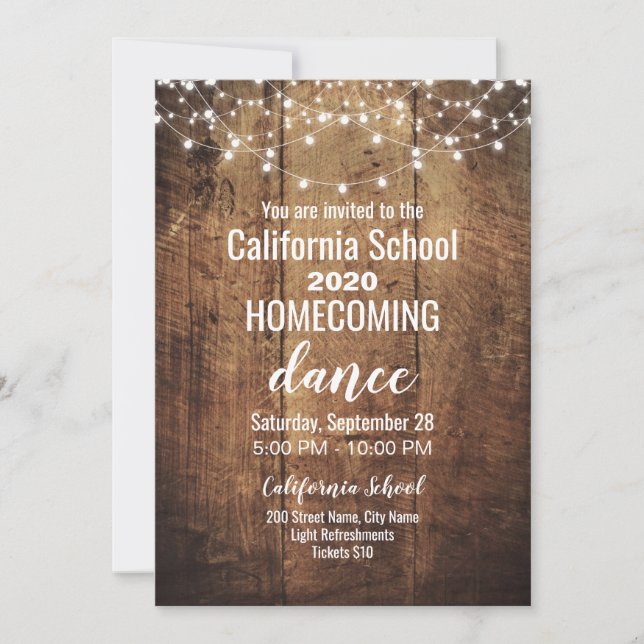 Rustic Homecoming Dance Invitation (Front)