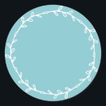 Rustic Homemade Angel Blue Write On Classic Round Sticker<br><div class="desc">Rustic, simple and modern write on homemade sticker with a lovely white foliage wreath on an angel blue background. Simply write your name and the product name on the label. Exclusively designed for you by Happy Dolphin Studio. If you need any help or matching products, please contact us at happydolphinstudio@outlook.com....</div>