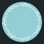 Rustic Homemade Angel Blue Write On Classic Round Sticker<br><div class="desc">Rustic, simple and modern write on homemade sticker with a lovely white foliage wreath on an angel blue background. Simply write your name and the product name on the label. Exclusively designed for you by Happy Dolphin Studio. If you need any help or matching products, please contact us at happydolphinstudio@outlook.com....</div>