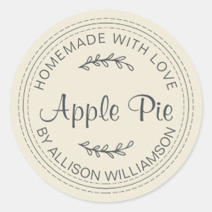 Rustic Homemade Apple Pie Antique White Classic Round Sticker