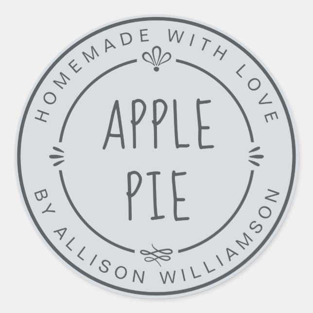 Rustic Homemade Apple Pie Pastel Blue Classic Round Sticker (Front)
