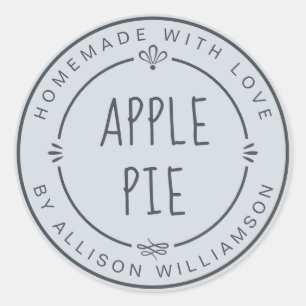 Rustic Homemade Apple Pie Pastel Blue Classic Round Sticker