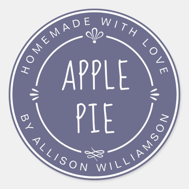 Rustic Homemade Apple Pie Skipper Blue Classic Round Sticker (Front)