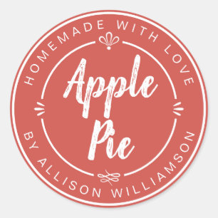 Rustic Homemade Apple Pie Vintage Red Classic Round Sticker