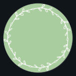 Rustic Homemade Arcadian Green Write On Classic Round Sticker<br><div class="desc">Rustic, simple and modern write on homemade sticker with a lovely white foliage wreath on an arcadian green background. Simply write your name and the product name on the label. Exclusively designed for you by Happy Dolphin Studio. If you need any help or matching products, please contact us at happydolphinstudio@outlook.com....</div>