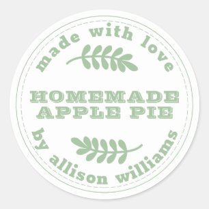 Rustic Homemade Baked Goods Apple Pie Green Classic Round Sticker