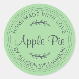 Rustic Homemade Baked Goods Apple Pie Green Classic Round Sticker
