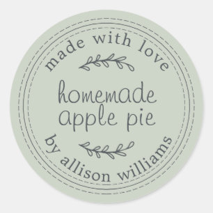 Rustic Homemade Baked Goods Apple Pie Green Classic Round Sticker