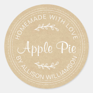 Rustic Homemade Baked Goods Apple Pie Kraft Paper Classic Round Sticker