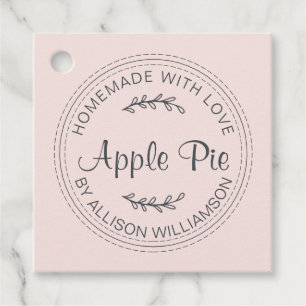 Rustic Homemade Baked Goods Apple Pie Pastel Pink Favour Tags